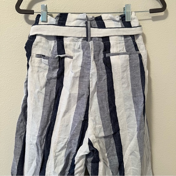 J Crew Point Sur Paperbag Stripe Linen Pants size 10 - Picture 6 of 12